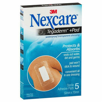 Nexcare Tegaderm+Pad Waterproof Transparent Wound Dressing 5 Pieces 50X70Mm