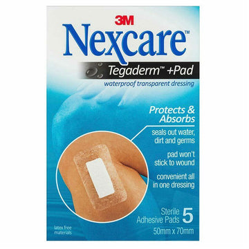 Nexcare Tegaderm+Pad Waterproof Transparent Wound Dressing 5 Pieces 50X70Mm
