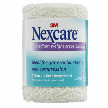 Nexcare Medium Weight Crepe Bandage Compression Injuries First Aid 75Mm x 1.6M