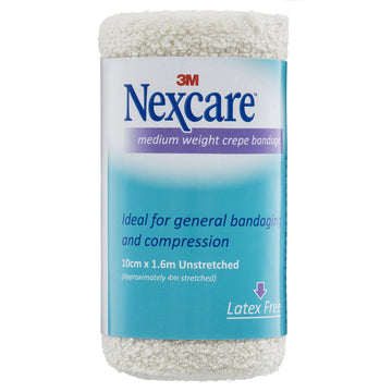 Nexcare Medium Weight Crepe Bandage Compression Injury First Aid 100Mm x 1.6M