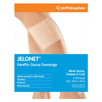 Jelonet Non Medicated Paraffin Gauze Wound Dressings Sterile 3 Pack 10Cm x 10Cm