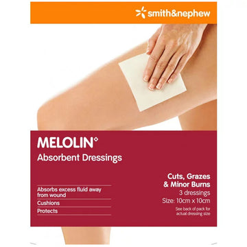 Melolin Wound Dressing Absorbent Cushion Low Adherent First Aid 3 Pack 10X10Cm