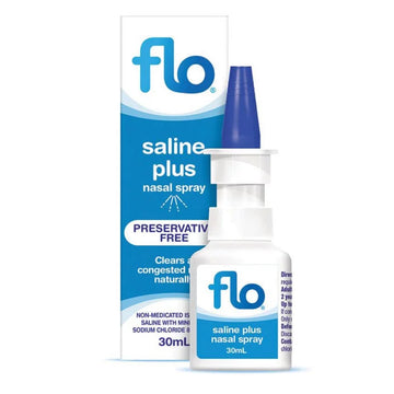 Flo Saline Plus Relieve & Reduce Nasal Congestion Spray Nose Decongestant 30mL