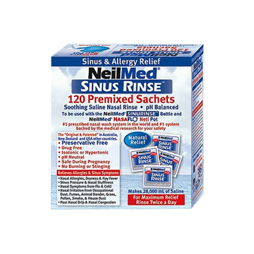 NeilMed Sinus Rinse Refill Nasal Wash Saline Solution Premixed Sachets 120 Packs