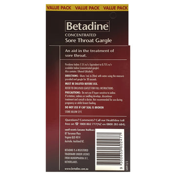 Betadine Concentrated Sore Throat Gargle Anti-bacterial Kills Bacteria 40mL