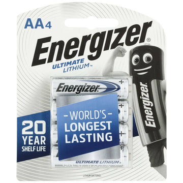 Energizer Ultimate Lithium AA Batteries Battery Power 20 Years Shelf Life 4 Pack