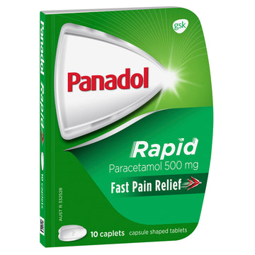 Panadol Rapid Handipak Paracetamol Caplets Pain Relief Headache Bodyache 10 Caps