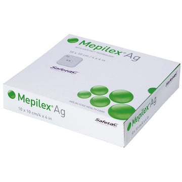 Mepilex Ag Antimicrobial Foam Soft Wound Dressings Pad Plaster 10 x 10Cm 5 Pack