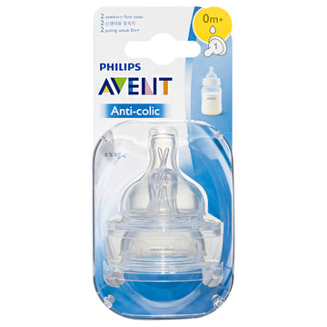 Avent Anti-Colic Teat 0M+ Silicone Newborn Flow Starter Leak Free Design 2 Pack