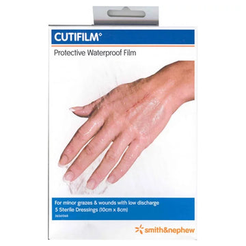 Cutifilm Protective Waterproof Film Sterile Plaster Dressings 10Cm x 8Cm 5 Pack