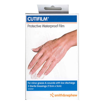 Cutifilm Protective Waterproof Film Sterile Plaster Dressings 7.2Cm x 5Cm 5 Pack