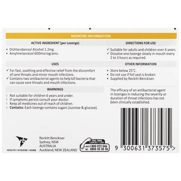 Strepsils Honey & Lemon 36 Lozenges Soothes Sore Throat Pain Relief Treatment