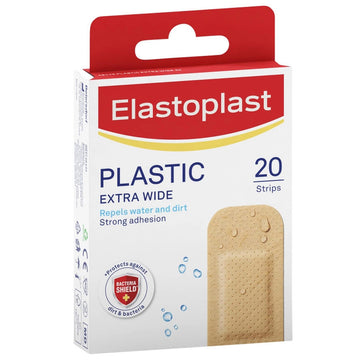Elastoplast Plastic Extra Wide Waterproof Wound Plasters Strips Dressing 20 Pack