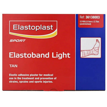 Elastoplast Sport Elastoband Light Bandage Roll Tan Colour 5Cm x 2.75M 12 Pack