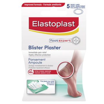 Elastoplast Sos Blister Relief Plaster 48 Hours Large Waterproof Strips 5 Pack