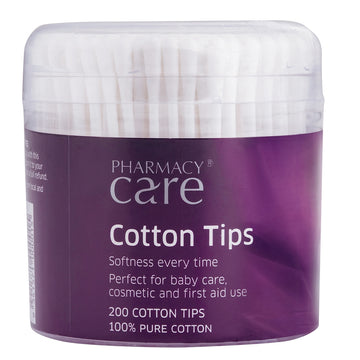 Pharmacy Care Cotton Buds Tips Ear Swabs Plastic Handle Makeup Cosmetic 200 Pack
