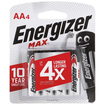 Energizer Max AA E91 Alkaline Batteries Battery Long Lasting Power 1.5V 4 Pack