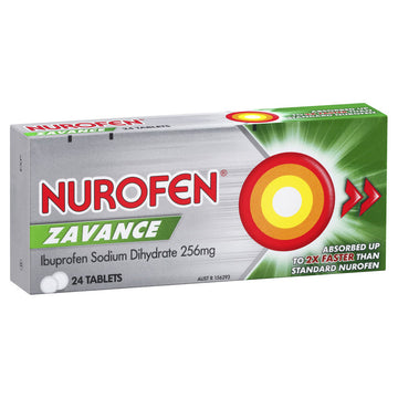 Nurofen Zavance Ibuprofen Tablets Pain Headache Migraine Relief 24 Tabs 256Mg