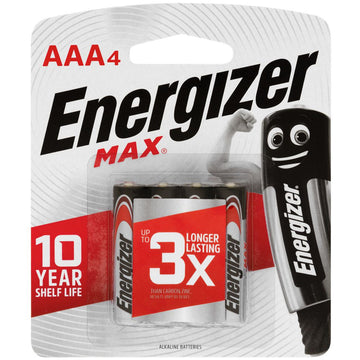 Energizer Max AAA E92 Alkaline Batteries Battery Power Zero Mercury 1.5V 4 Pack