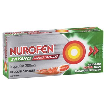 Nurofen Zavance Liquid Capsules Ibuprofen Pain Headache Relief 20 Pack 200Mg