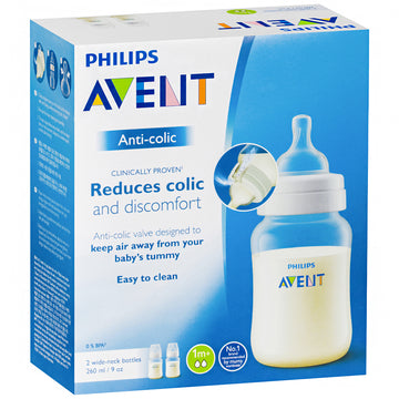 Philips Avent Anti-Colic Feeding Baby Bottle 1M+ 260mL BPA Free Bottles 2 Pack