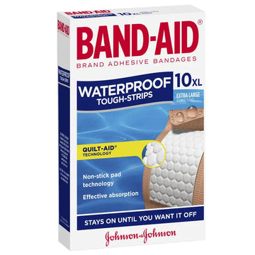 Band-Aid Waterproof Tough Strips Extra Large Plaster Bandages Dressings 10 Pack