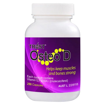 Trust Osteo D Vitamin D3 1000 IU Colecalciferol Strong Muscle Bones 250 Capsules