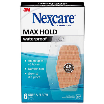 Nexcare Max Waterproof 6 Pack Knee Elbow Wound Cuts Bandages Plasters First Aid