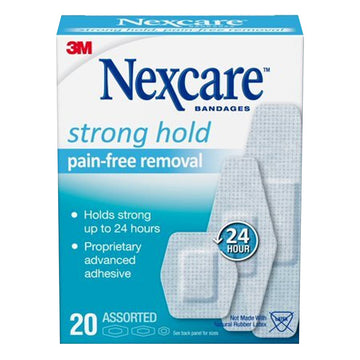 Nexcare Strong Hold Strips 20 Pack Pain Free Adhesive Wound Bandages First Aid