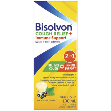Bisolvon Cough Relief + Immune Support 2 In 1 Liquid Blackcurrant Flavour 200mL