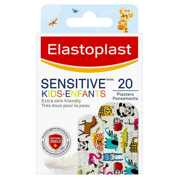 Elastoplast Sensitive Kids Animals 20 Pack Wound Dressing Strips Hypoallergenic