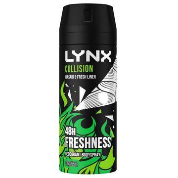 Lynx Deodorant Body Spray Wasabi Fresh Linen 165mL 48h Protection Fragrance