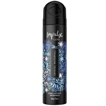 Impulse Luxe Deodorant Crystal Waterfall 75mL Perfume Body Spray Odour Protects