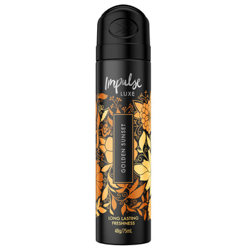 Impulse Luxe Deodorant Golden Sunset 75mL Perfume Body Spray Odour Protection