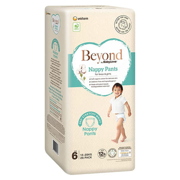 Babylove Beyond Nappy Pants Size 6 Junior 15-25Kg Unisex Nappies Pads 26 Pack