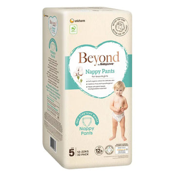 Beyond Babylove Nappy Pants Size 5 Walker 12-22Kg Unisex Nappies Pads 32 Pack