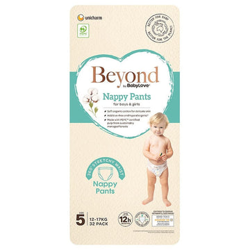 Beyond Babylove Nappy Pants Size 5 Walker 12-22Kg Unisex Nappies Pads 32 Pack