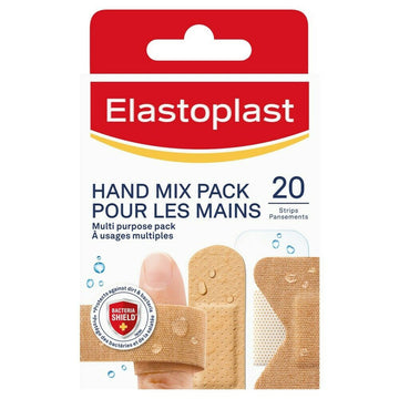 Elastoplast Hand Mix Strips 20 Pack Flexible Fabric Waterproof Wound Plasters