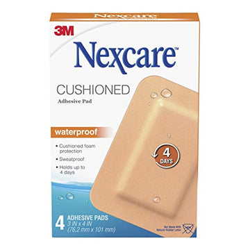 Nexcare Cushioned Waterproof Adhesive Pad 4 Pack Wound Cuts Cover First Aid