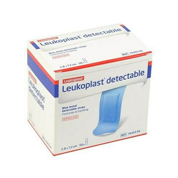 Leukoplast Detectable Blue Strips Wound Cuts Dressing 50 Pack Plasters First Aid