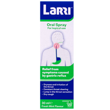 Larri Oral Spray Topical Use Relief Symptoms of Gastric Reflux Fresh Mint 30mL