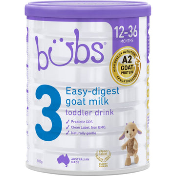 Bubs Stage 3 Goat Milk Toddler Formula 800g 12-36 Months Non-GMO Powder Drink