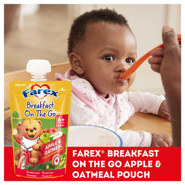 Farex Breakfast On The Go Apple & Oatmeal 120g Pouch 6+ Months Baby Mashed Puree