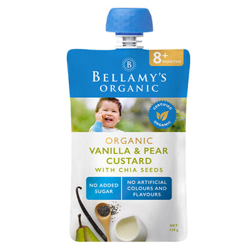 Bellamy's Organic Vanilla & Pear Custard 120g 8+ Months Smooth With Soft Lumps