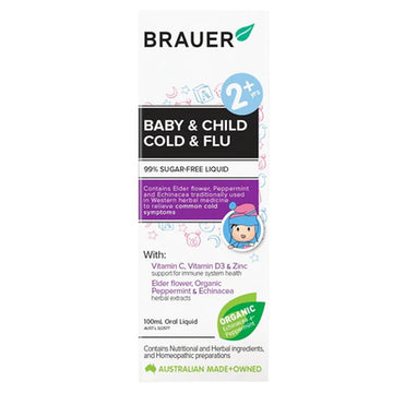 Brauer Baby & Child Cold Flu Relief 100mL Toddlers 2+ Years Liquid Supplements