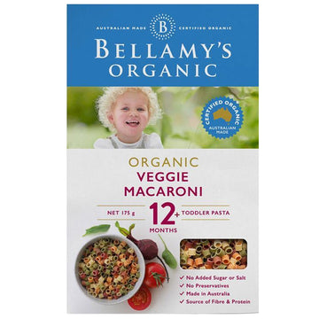 Bellamy's Organic Veggie Macaroni Pasta 175g 12+ Months Toddler No Preservatives