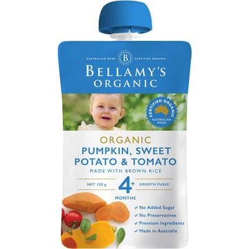 Bellamy's Organic Pumpkin Sweet Potato & Tomato 120g 4+ Months Baby Smooth Puree
