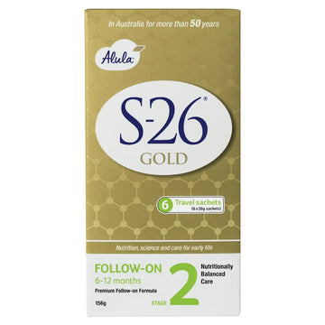 S-26 Alula Gold Follow-On Stage 2 6-12 Months 156g 6 Pack Sticks Baby Formula