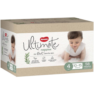 Huggies Ultimate Nappies Size 4 Toddler Baby Disposable Nappy Pads Pants 58 Pack