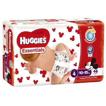 Huggies Essential Nappies Toddler Size 4 Disposable Nappy Pads Pants 46 Pack